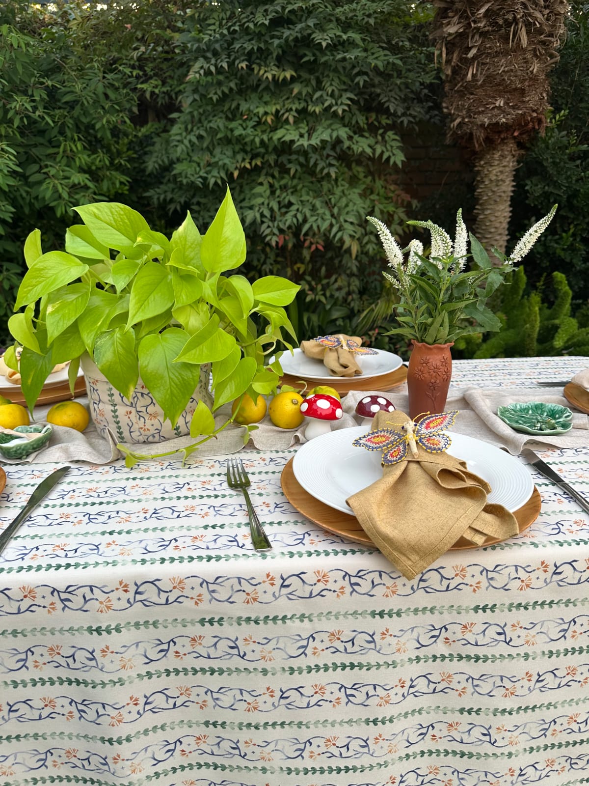 Mantel Floral rayado