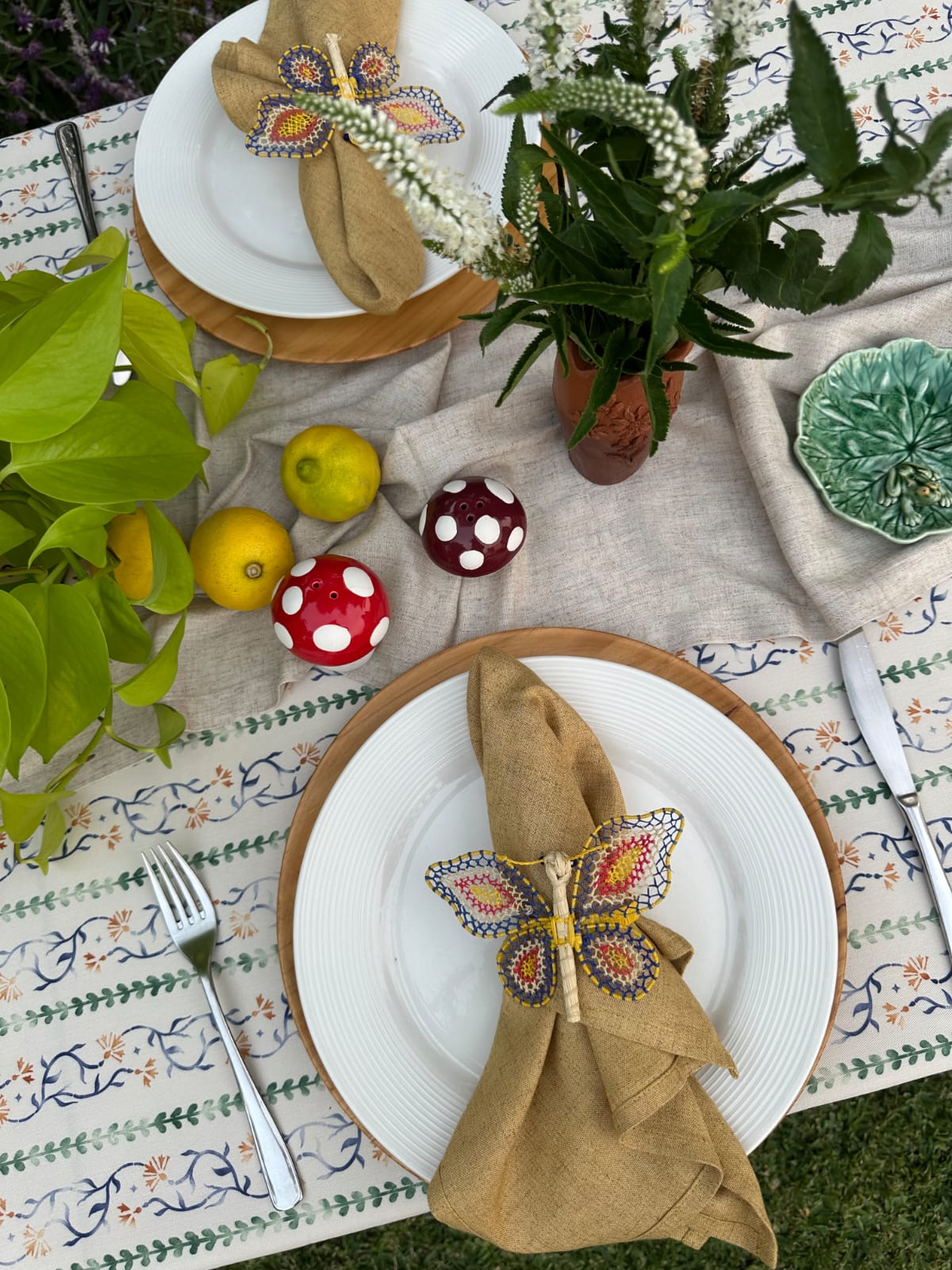 Mantel Floral rayado